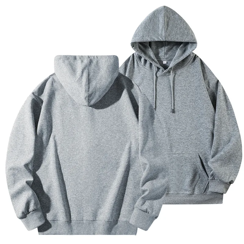 Diy logotipo personalizado preto moletom com capuz puro algodão de manga comprida pulôver casual topo para homem e mulher outono inverno moda — image 11