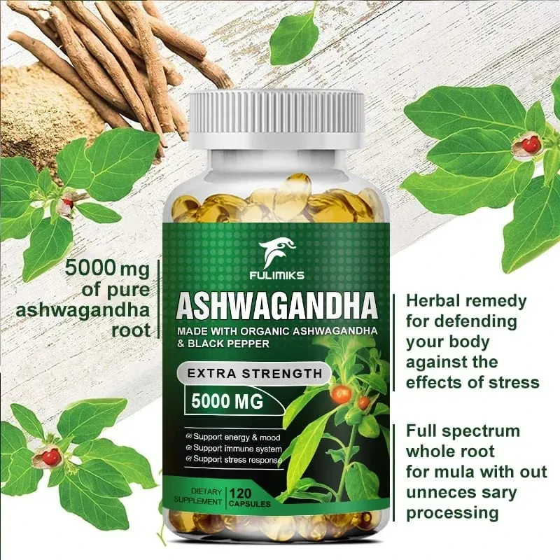 Vegetarian Organic Ashwagandha Extra Capsule Energy & Endurance Supplement Brain & Memory Relief Stress Deep Sleep
