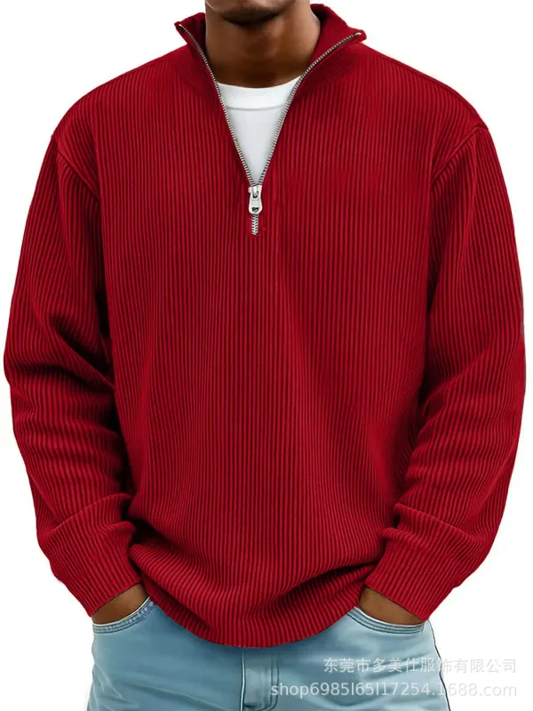 Outono inverno masculino gola zip-up moletom solto manga longa casual diário ao ar livre moda na moda casacos masculinos — image 7