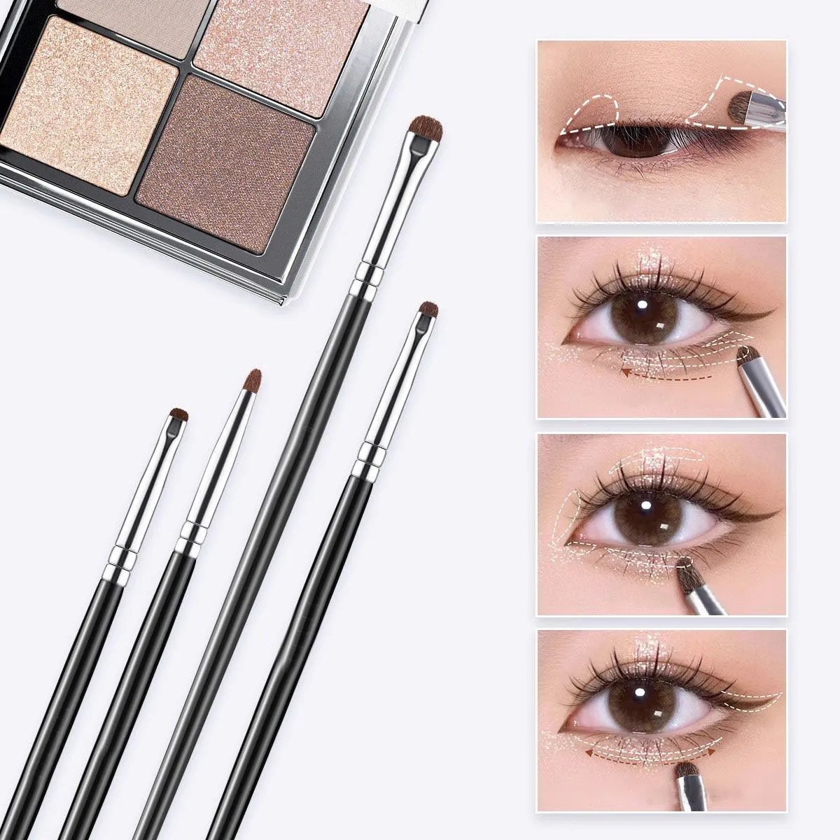 Ensemble de pinceaux de maquillage pour fard à paupières, poils de cheval doux, surligneur de paupières, ver à soie couché, outils de maquillage pour les yeux, 2/4 pièces