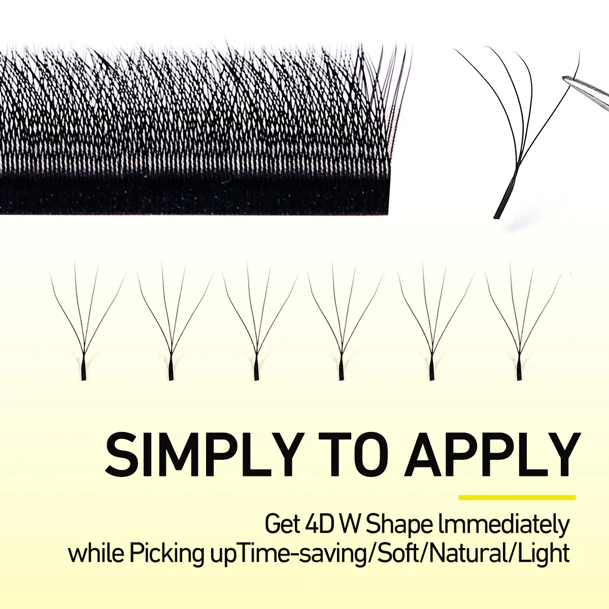 Merrdear 4D W Lash Extensions for Women 8-15mm Mixed Tray C/D Curl False Eyelash 4D W-shaped Eye Lashes Natural Daily Makeup