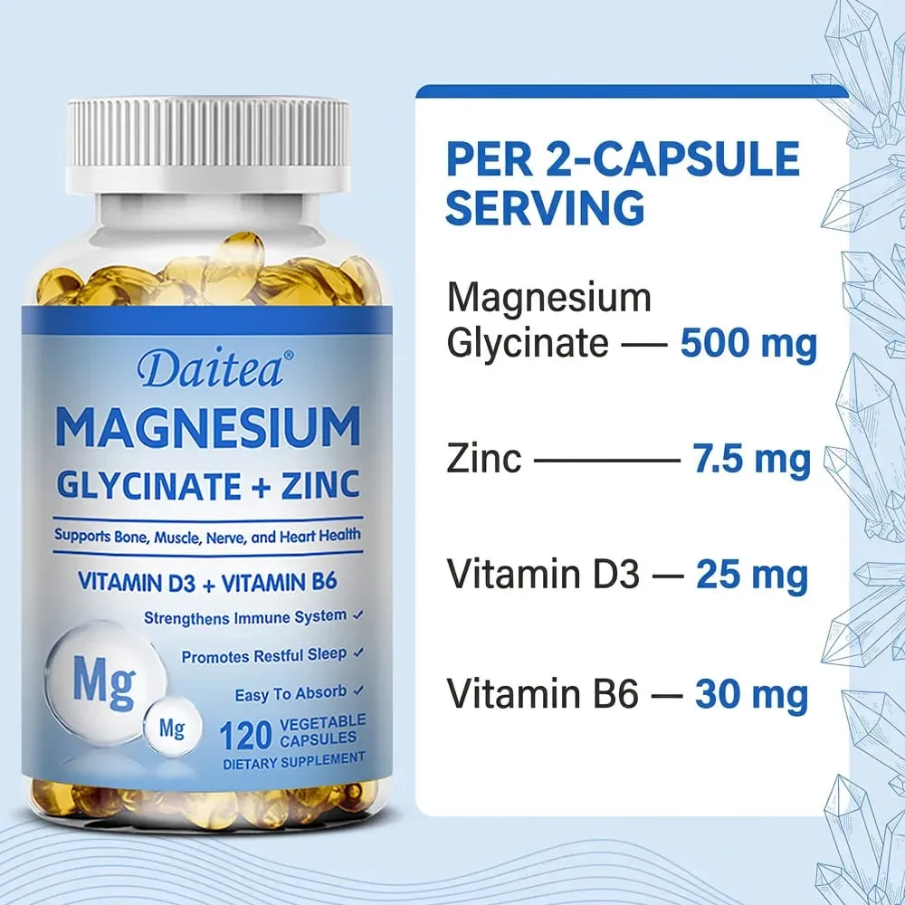 Magnesium Glycinate + Zinc - Improves Sleep Quality Promotes Cardiovascular Bone and Heart Health Promote Intestinal Digestion — image 2