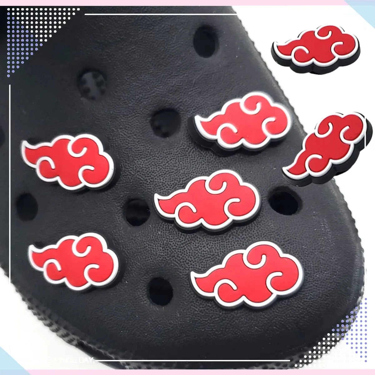 "Naruto mercadoria Akatsuki organização logotipo sapato encantos sapatos com buracos fivela DIY atacado masculino" — image 1