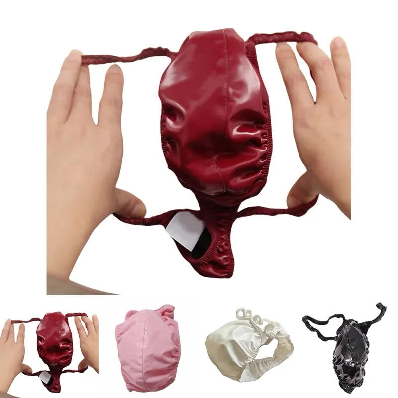 Sexy masculino pvc brilhante u convexo bolsa briefs baixo-rise g-string látex óleo gloosy sexy tanga carapaça u protuberância roupa interior — image 17