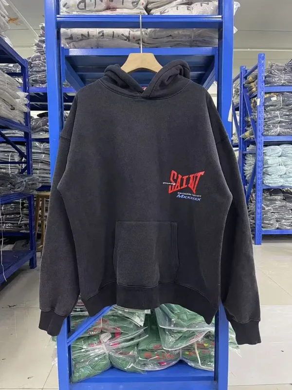 24FW SAINT Vintage Angel Printed Distressed Women Men Hooded Sweatshirt Hoodies Oversized Men Casual Cotton Pullover Hoodie — image 37