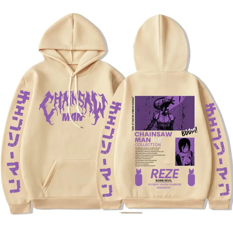Anime Chainsaw Man Reze Harajuku Manga Graphic Hoodies Vintage Oversized Hooded Long Sleeves Cotton Hoodie Men Women Clothes — image 12