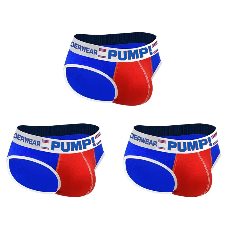 Panlalaking Cotton Color Block Brief, Pump! Logo Wide Waistband Low Rise Sexy 3D Convex Pouch Underwear 3256813080433415 — image 29