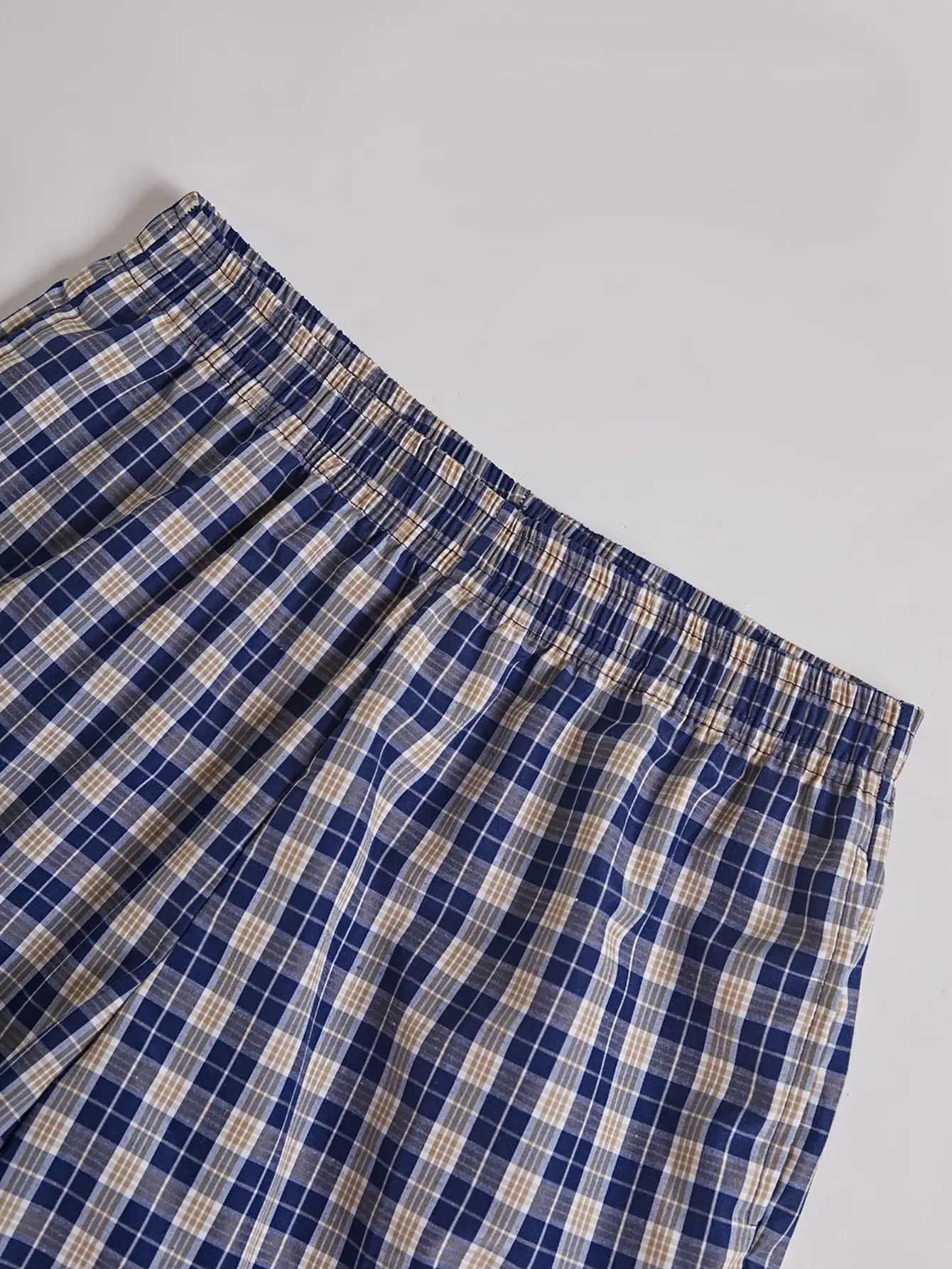 Calça longa de praia masculina, calça de canto plano, casual, xadrez, cintura elástica, confortável, casa, casual, dormir, juventude, calças de boxe — image 7