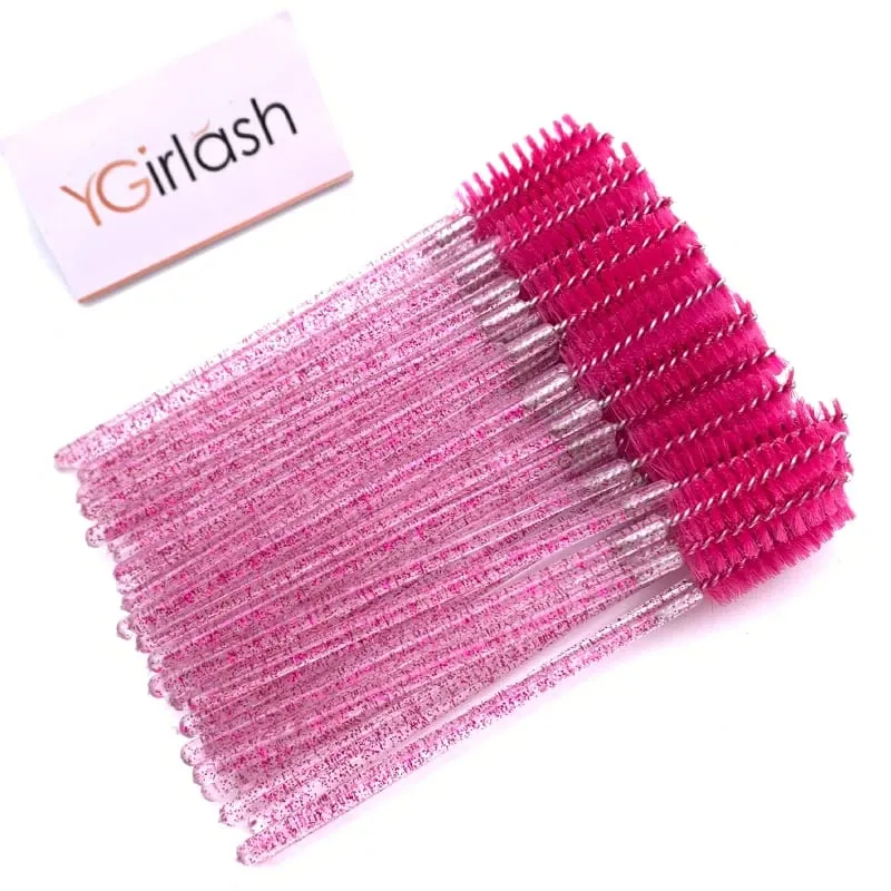 YGirlash 50 יחידות Lash Swans מוליך ריסים קריסטל ידית יהלום חד פעמית שרביטי מסקרה ניילון מברשת כלים קוסמטיים — image 9