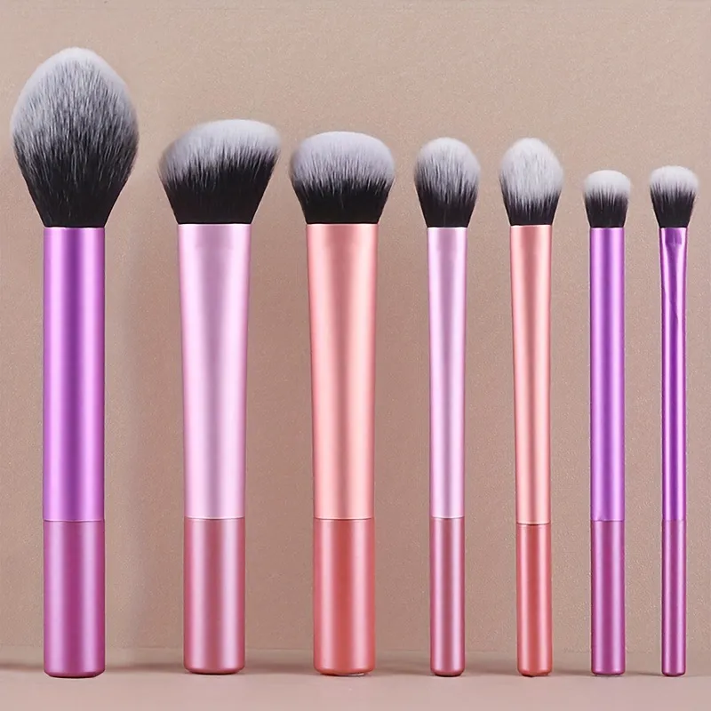 Ensemble de pinceaux de maquillage professionnels, 7 pièces, poils synthétiques doux de qualité supérieure, pour fond de teint, Blush, fard à paupières, outils de maquillage cosmétique — image 6