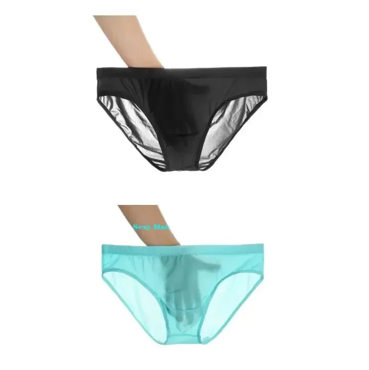 2 pçs ultra fino cuecas de seda gelo masculino plus size M-4XL cor sólida juventude translúcido cintura baixa respirável sexy calcinha masculina — image 16