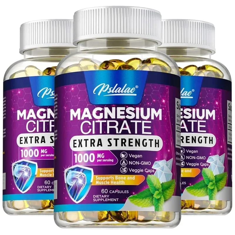 Magnesium Citrate 1000 Mg - Supplement for Stress Relaxation Bone Sleep Heart Health Nerve Muscle & Metabolism