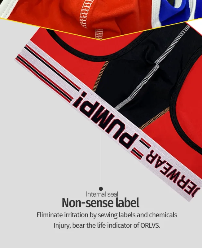 Men's Cotton Color Block Briefs, Pump! Logo Wide Waistband Low Rise Sexy 3D Convex Pouch Underwear — image 12