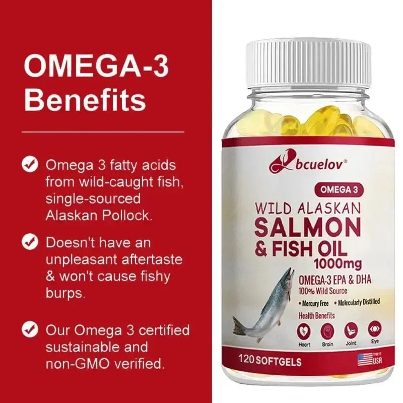 Vad alaszkai lazacolaj – tiszta hal Omega 3 EPA DHA zsírsavak – Támogatja az ízületek működését, az agy szem immunrendszerét és szív egészségét — image 2