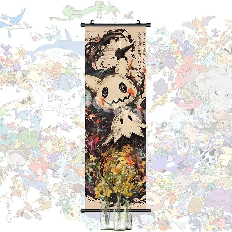 Affiche murale imprimée de dessin animé Gengar, images de peinture Charizard, toile Pikachu, rouleaux suspendus, décor de chambre à coucher — image 10