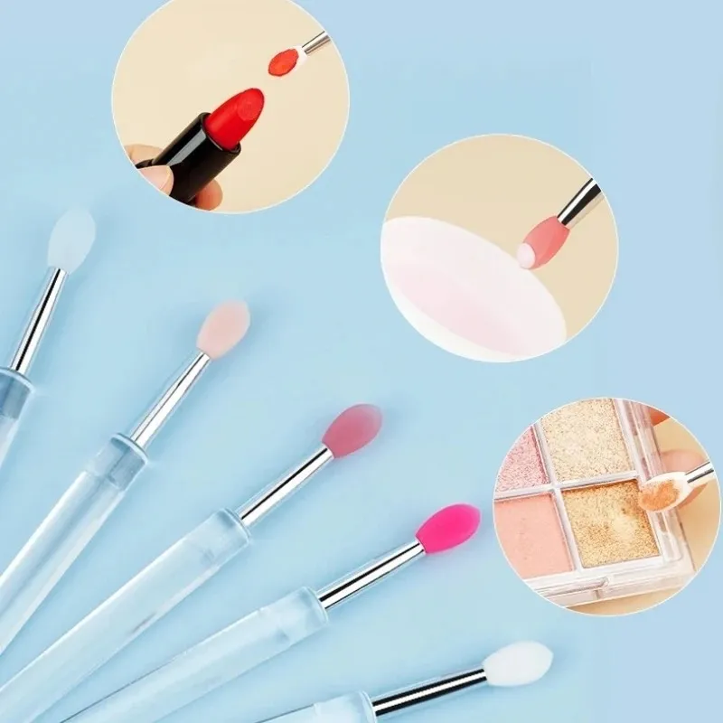 Brosse à lèvres Portable en Silicone, avec couvercle, doux, multifonctionnel, applicateur de baume à lèvres, rouge à lèvres, pinceaux de maquillage, 3/5/10 pièces — image 4