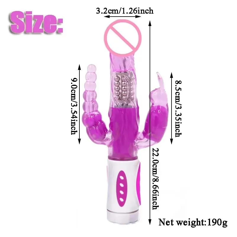Silicone Rabbit Vibrator 3-in-1 G-Spot Clit Anal Beads Stimulator 10 Modes Thrusting Vibrating Sex Toy for Women — image 2