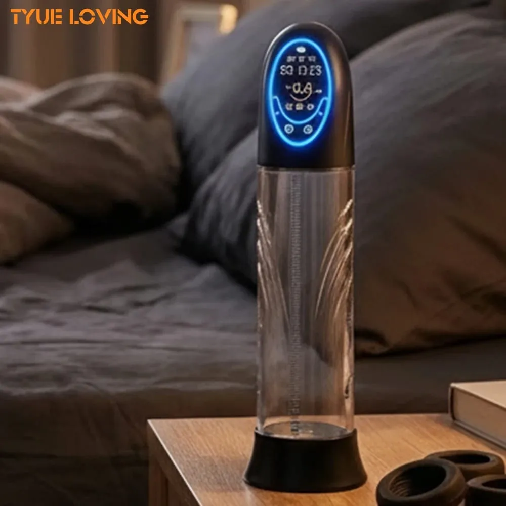 Elektromos péniszpumpa új LCD-s pénisznagyobbító szivattyú, péniszedző, szopás férfi maszturbátorok csésze Dick pumpa szexjátékok férfiaknak — image 3