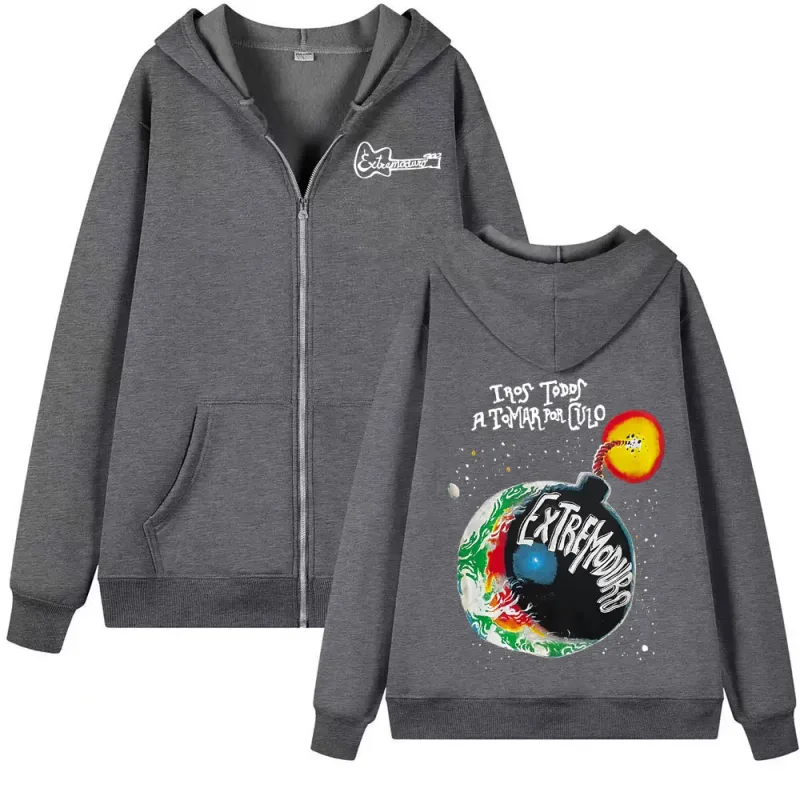Rock Band Extremoduro Tour 2026 Zip Up Hoodies Fashion ng Kalalakihan Gothic Fleece Sweatshirts Coats Oversized Zipper Hoodie Streetwear — image 3