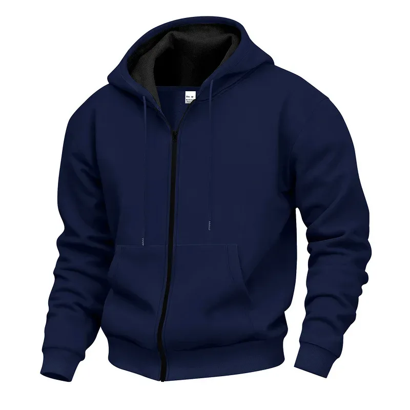 Novo 2026 outono casual sólido manga longa zíper com capuz moletom casaco masculino moda ao ar livre roupas esportivas jaquetas — image 16