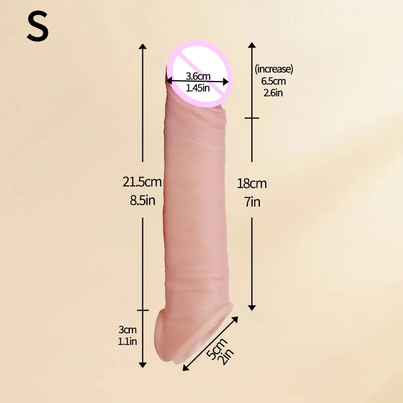 Realistic Reusable Penis Sleeve Thin Silicone Holster With Anti-snap Ring Cock Enlargement Extender For Men Delay Ejaculation