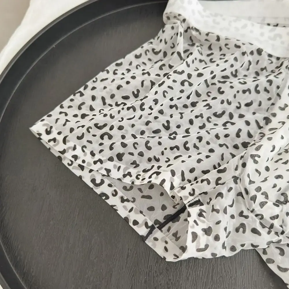 Fashion Manipis na Ice Silk Boxer Briefs na See Through Stripe Leopard Print Boxers Nakakahinga ng Seamless Cool Feeling Underpants Araw-araw — image 13