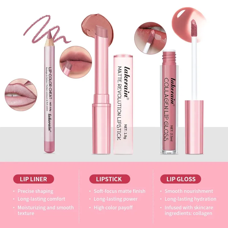 Αδιάβροχο Μαύρο Ματ Σετ Κραγιόν Velvet Liquid Lip Gloss Σετ Lip Liner Red Stain Halloween Goth Μακιγιάζ — image 6