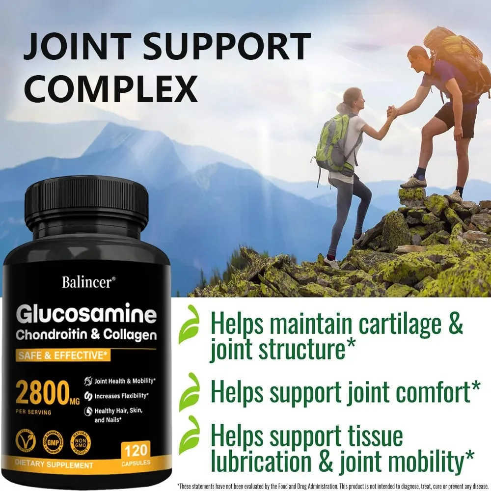 Glucosamine Chondroitin MSM Support Bone Health and Relieve Joint Discomfort Increases Flexibility - Joint Support Supplement