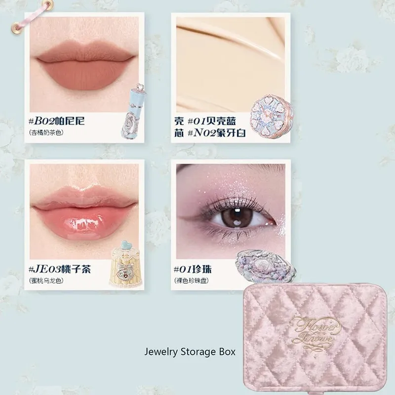 Flower Knows Makeup Professional Completa Eye Shadow Air Cushion CC Cream Blush Lipstick & Mascara Jewelry Box Σετ δώρου — image 10