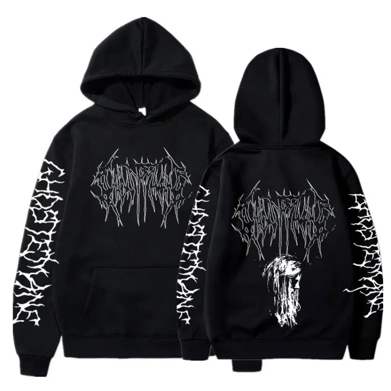 Ghostemane moletom com capuz estampa dupla face, moda masculina hip hop metal rock gótico oversized moletom agasalho streetwear — image 10