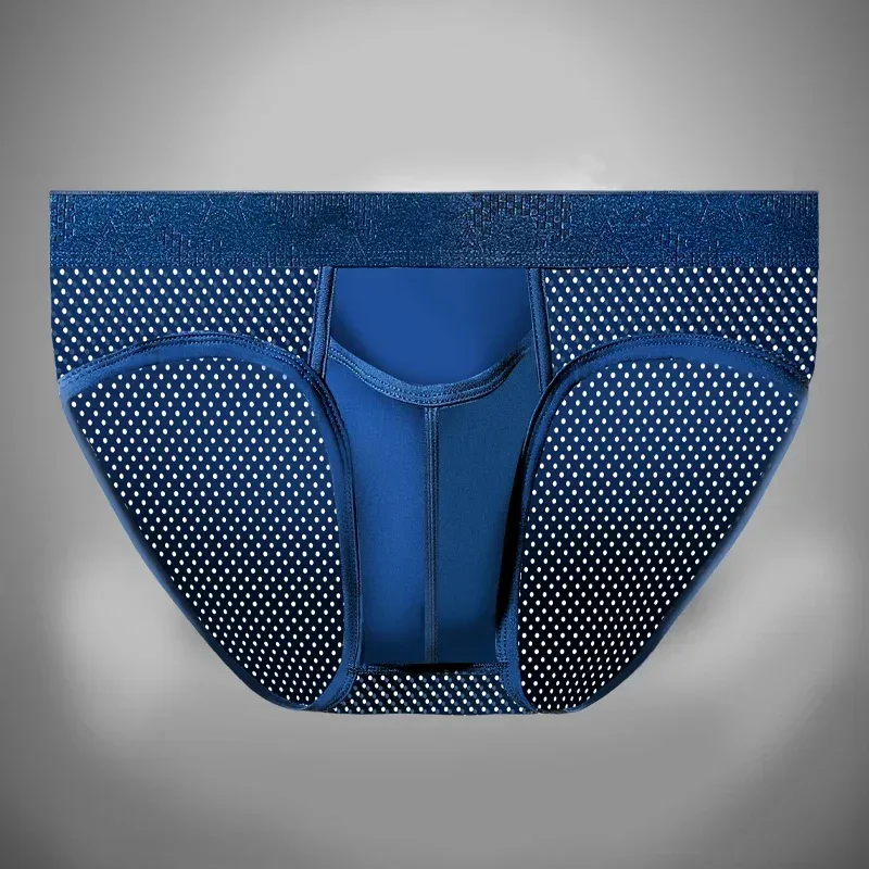 Calcinha de separação de bala masculina sexy u-convexo cuecas veia gelo seda escrotal aro esperma cordão shorts cabeças varicosas — image 2