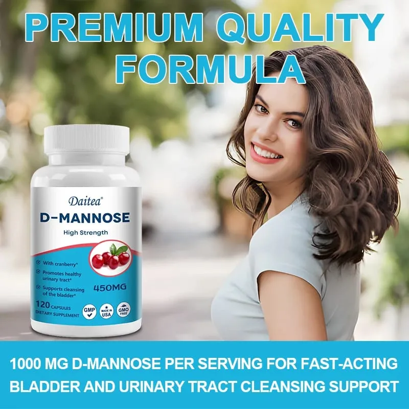 D-Mannose Capsules - with 1000mg Cranberry Extract - Cleanses Detoxifies Supports Urinary Tract Health — image 4