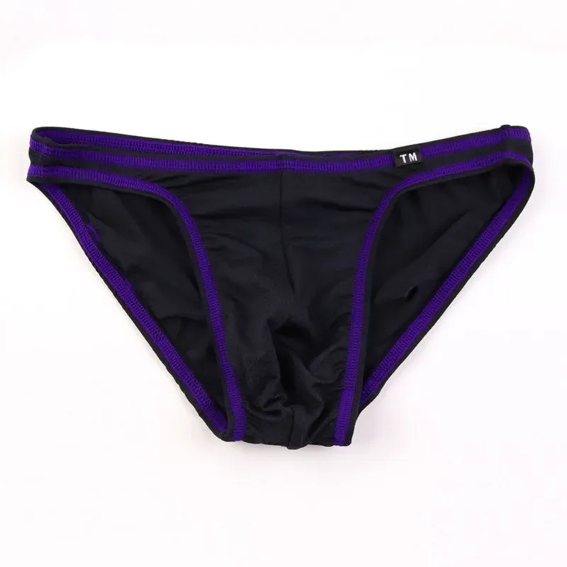 Sexy Male Big Pouch Briefs Contrast Color Binding Edge Low Waist Silky Smooth Candy‑colored Men Daily Intimate Underwear Panties — image 17