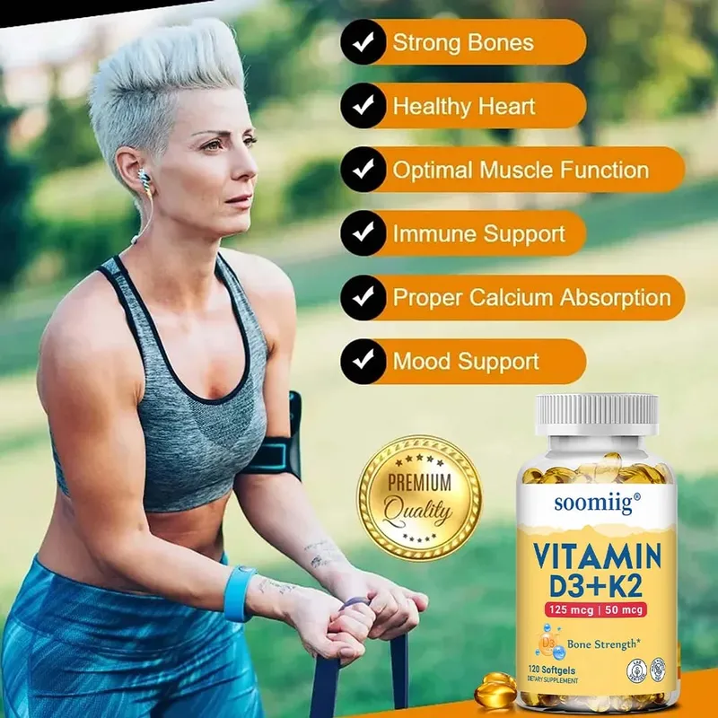 Vitamin D3 K2 - Bone Health & Immune Support Supplement - with 5000 IU Vitamin D and 50 Mcg Vitamin K2 Soy Free — image 2