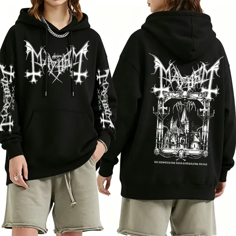Rock Band Mayhem De Mysteriis Dom Sathanas Hoodie Men Women Death Black Metal Hooded Tracksuit Male Fashion Gothic Punk Hoodies — image 9