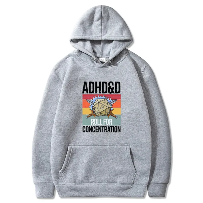 Roll for Concentration 2025 Funny Gamer Dungeons DM RPG Dice Dragon Tops Men Women Cotton Vintage Sweatshirts and Hoodies — image 11