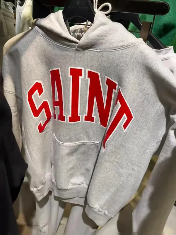 24FW SAINT Vintage Angel Printed Distressed Women Men Hooded Sweatshirt Hoodies Oversized Men Casual Cotton Pullover Hoodie — image 18
