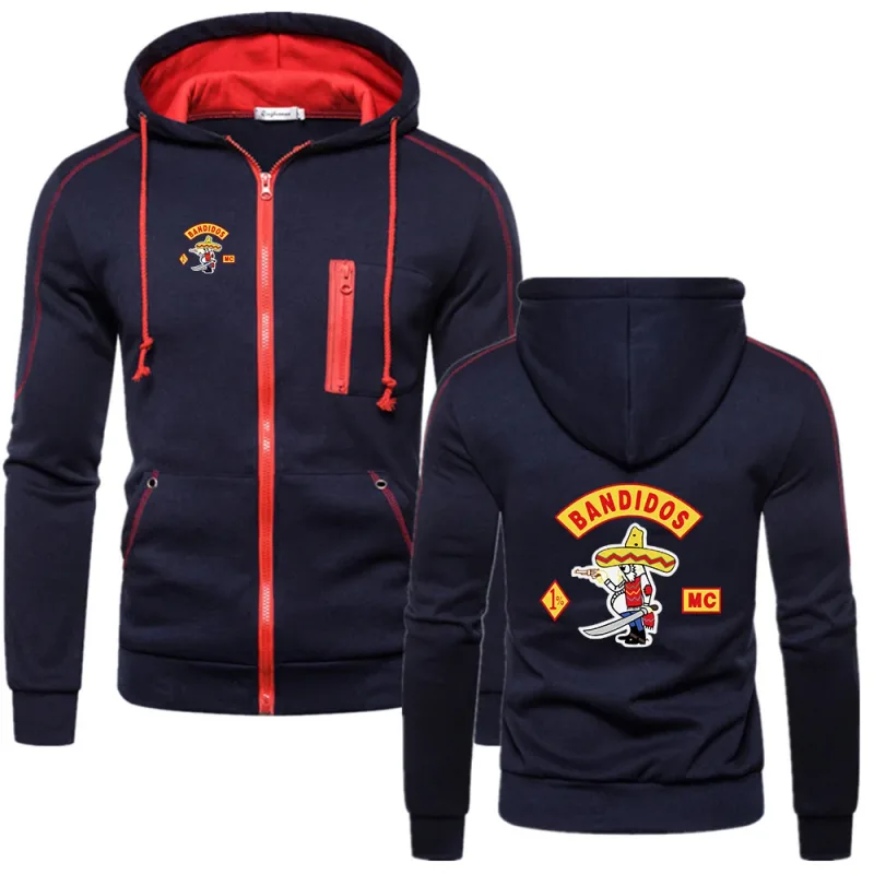 MC Bandidos Spring Autumn Fashion Lalaki Casual Hoodies Pullovers Sweatshirts Lalaki Solid Kulay Hooded Drawstring Coat