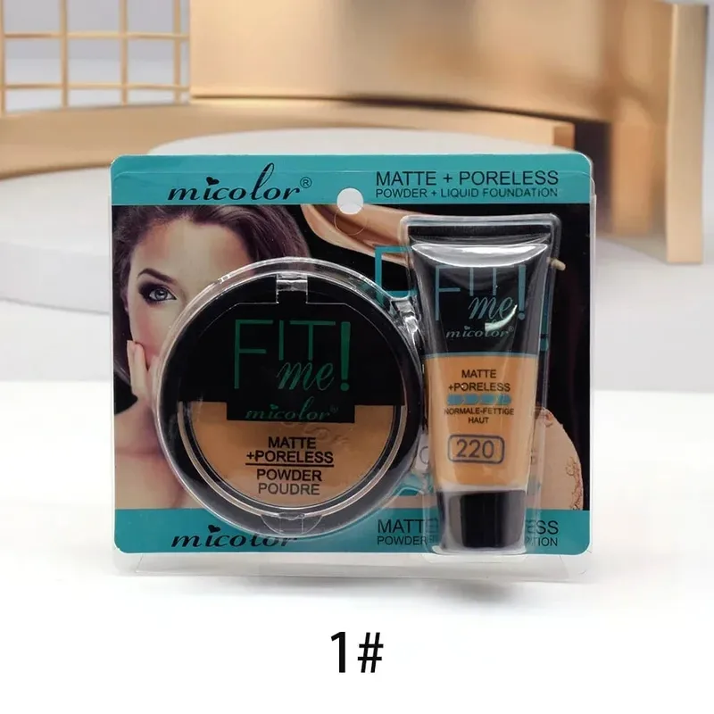 30ml Liquid Foundation Dark Skin Dedicated Foundation Cosmetic 30g Micolor Fit Me 2 IN 1 Matte Black Skin Poreless Powder Set — image 8