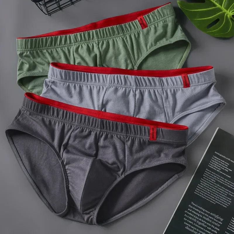 Men Briefs Solid Color Cotton Youth Briefs Waist Comfortable Sexy Explosion Trend Breathable Underwear Sissy Panties — image 14
