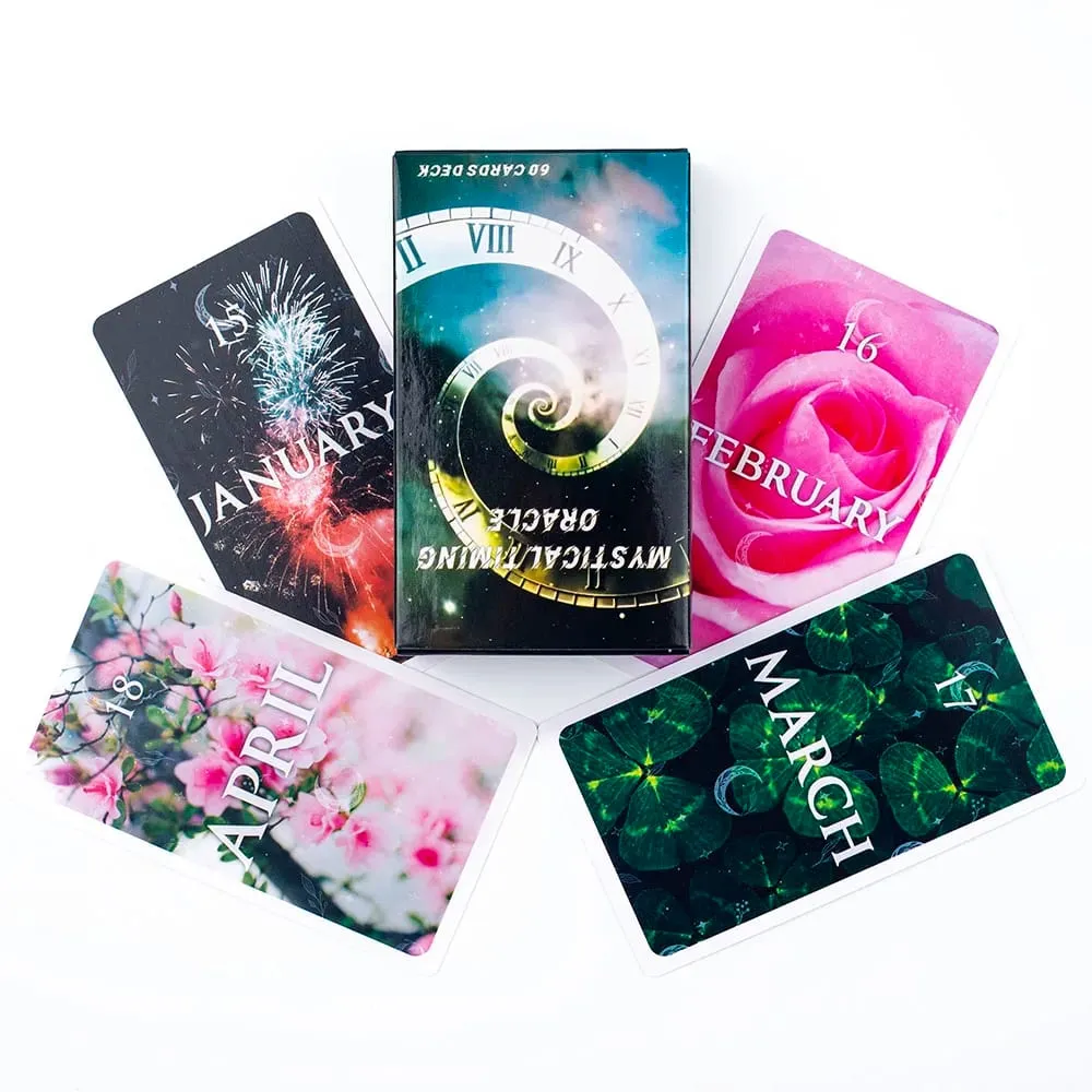 Mystical Timing Oracle 60Cards 10.3*6Cm Time Frame Cards Twin Flame Tarot Deck Cosmic