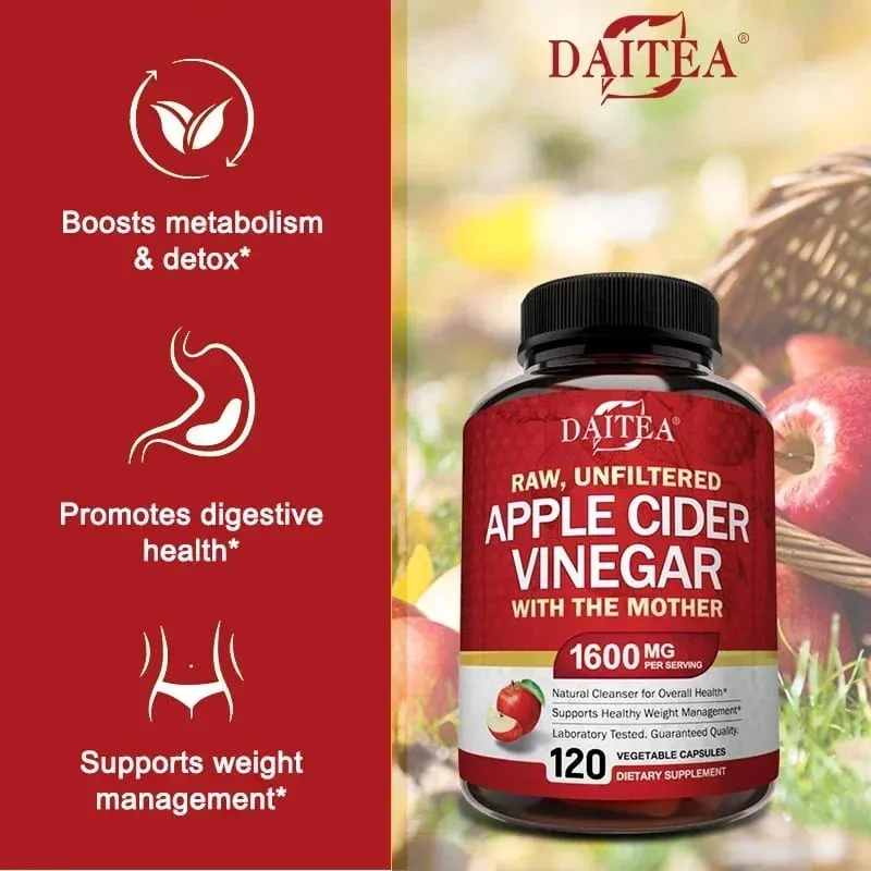 Apple Cider Vinegar 1600 mg with The Mother for Healthy Digestion Weight Loss and Energy