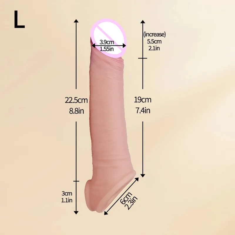 Realistic Reusable Penis Sleeve Thin Silicone Holster With Anti-snap Ring Cock Enlargement Extender For Men Delay Ejaculation