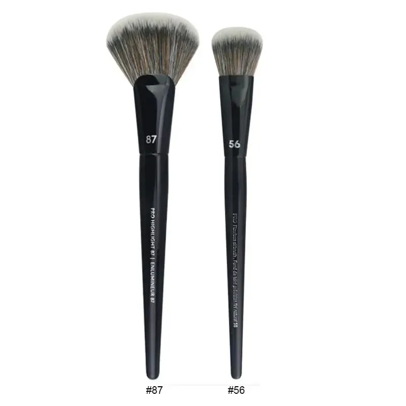 2 pièces/ensemble pinceaux de maquillage noirs Pro poudre de cheveux synthétiques ombre à paupières tache point culminant fond de teint aérographe diffuseur pinceau de maquillage — image 31