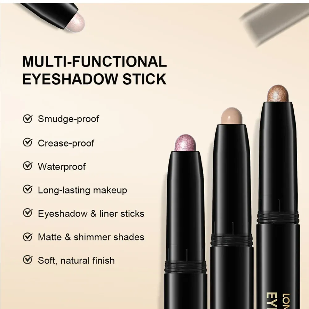 6 Colors Eyeshadow Pencil Stick Shimmer And Matte Waterproof Metallic Glitter Eye Shadow Highlighter Pencil Eyeshadow Cosmetics — image 2