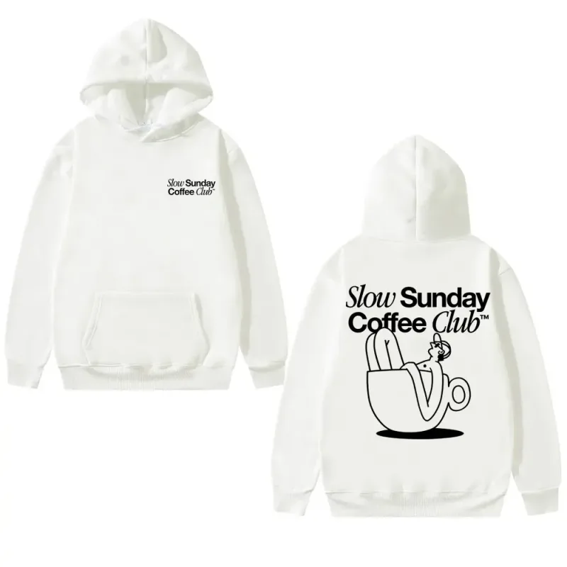 Unisex Slow Sunday Coffee Club Hoodie Pullover Funny Meme Vintage Casual Streetwear tröja, flera färger tillgängliga — image 3
