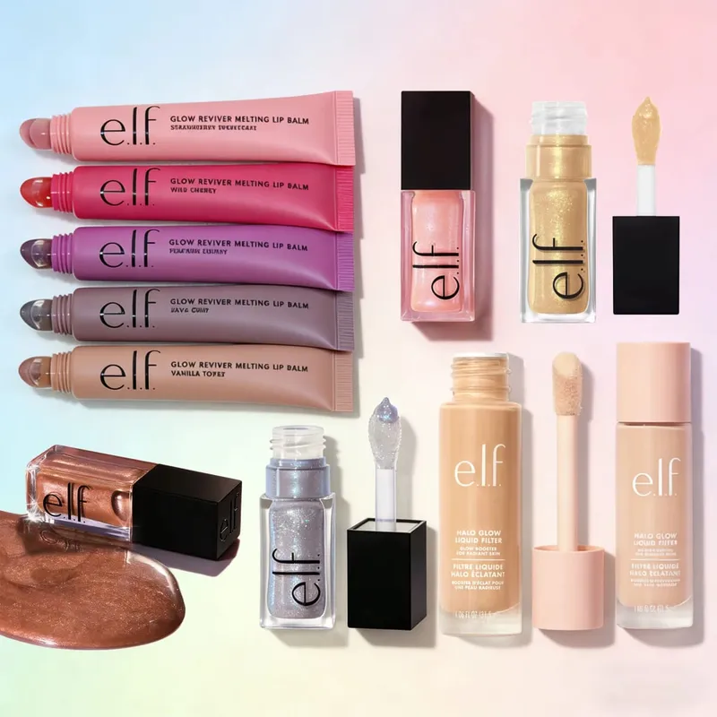 ELF Fashion Makeup Cosmetics Liquid Foundation Concealer וליפ גלוס מבהיר עם אורות מהבהבים Lip Oil Glossy Finish — image 2