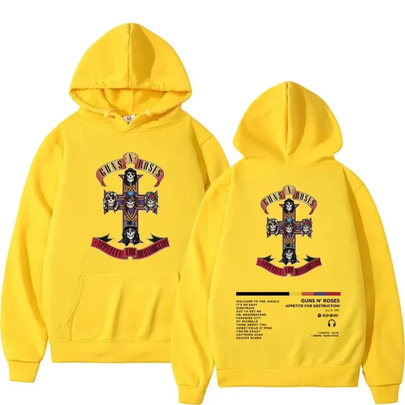 2026 Men's and Women's Guns N Roses Printed Hooded Sweatshirts Guns N Roses Unisex Clothing Printed Rock Hip-hop Gothic Fashion — image 21