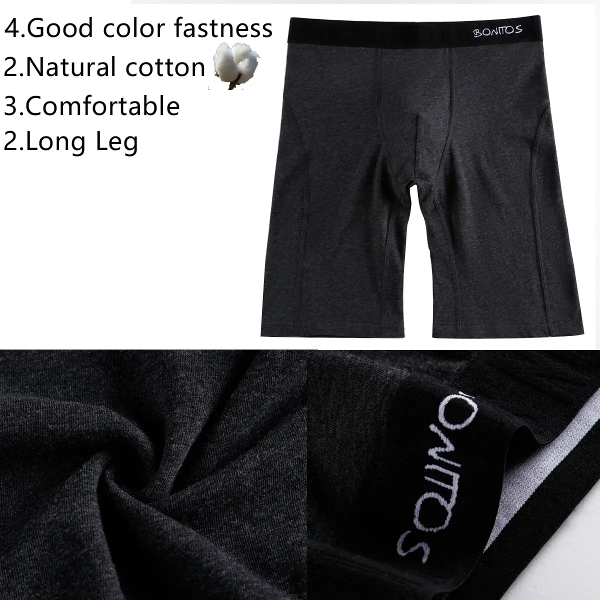 2pcs Pack Long Leg Boxer Shorts Panties Kit Homme Underpants Boxershorts Slip Underwear para sa Lalaki Cotton Lalaki Sexy Set Box Gym — image 3