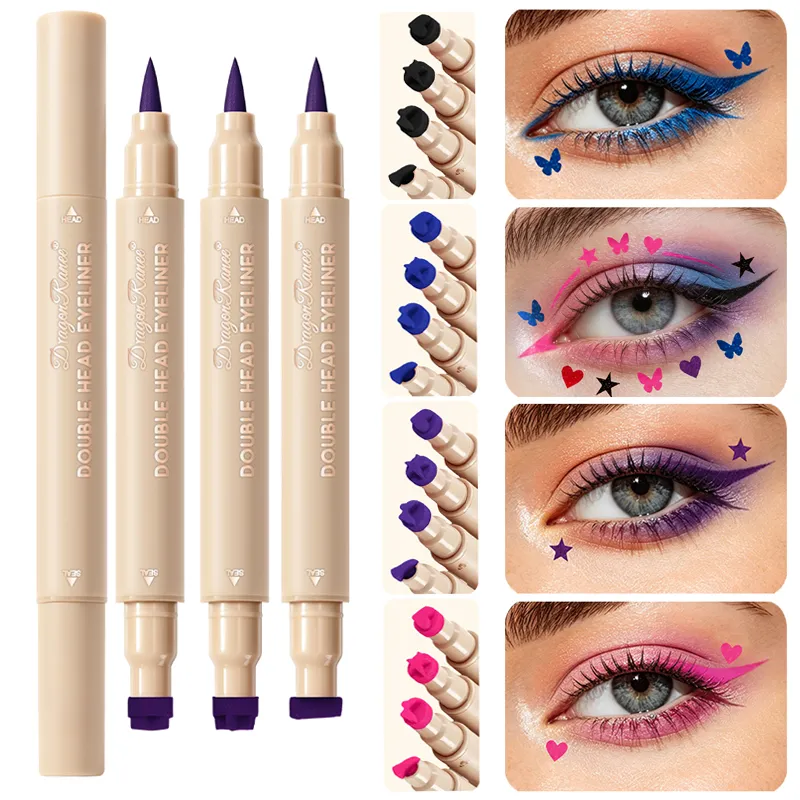 Love Star Butterfly Liquid Eyeliner με διπλό άκρο, αδιάβροχο και χωρίς μουντζούρες, γρήγορο στέγνωμα 2 σε 1 Πολύχρωμο μακιγιάζ Stamp Eye Line Pen — image 3